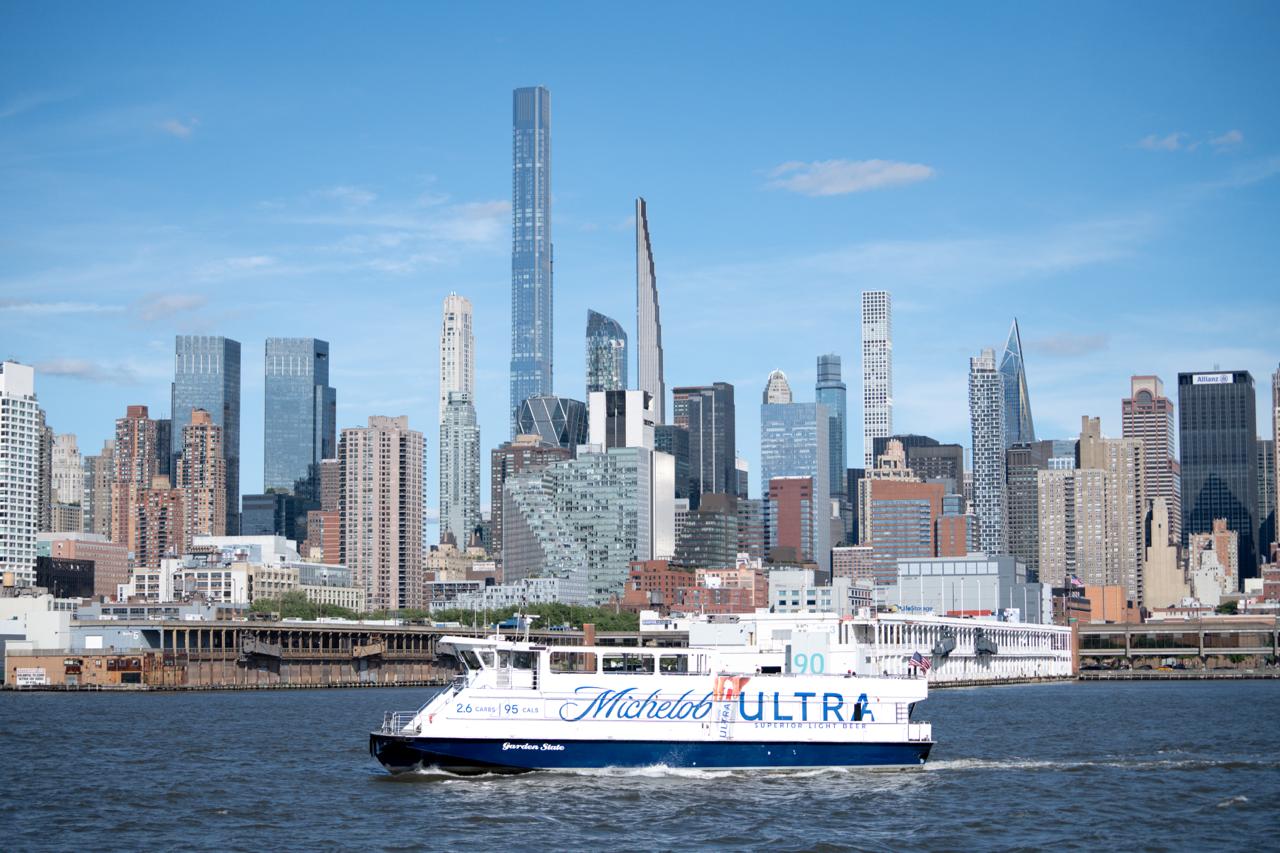 Michelob Ultra branded ferry in NYC Harbor